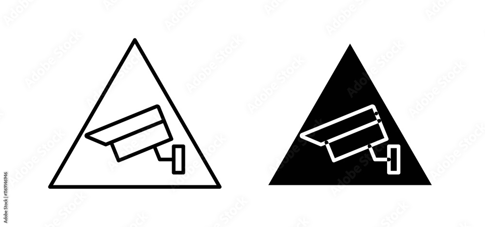 Video surveillance signs set in black and white colors Video surveillance signs set in black and white colors