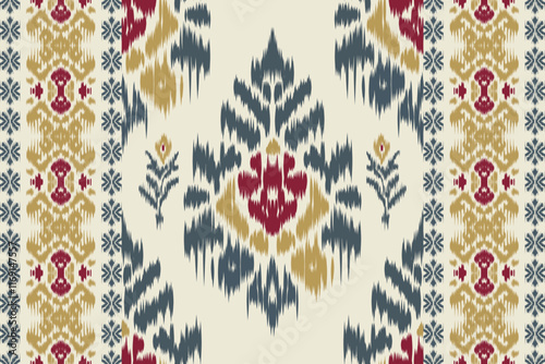 Seamless ikat patterns that combine tribal, indigenous and Aztec geometric embroidery. Perfect for graphic art, rug design, wallpaper, gift wrapping and clothing.