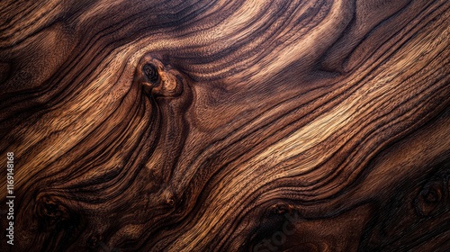 Stunning close-up of polished dark wood surface showcasing natural grain and glossy finish in warm tones