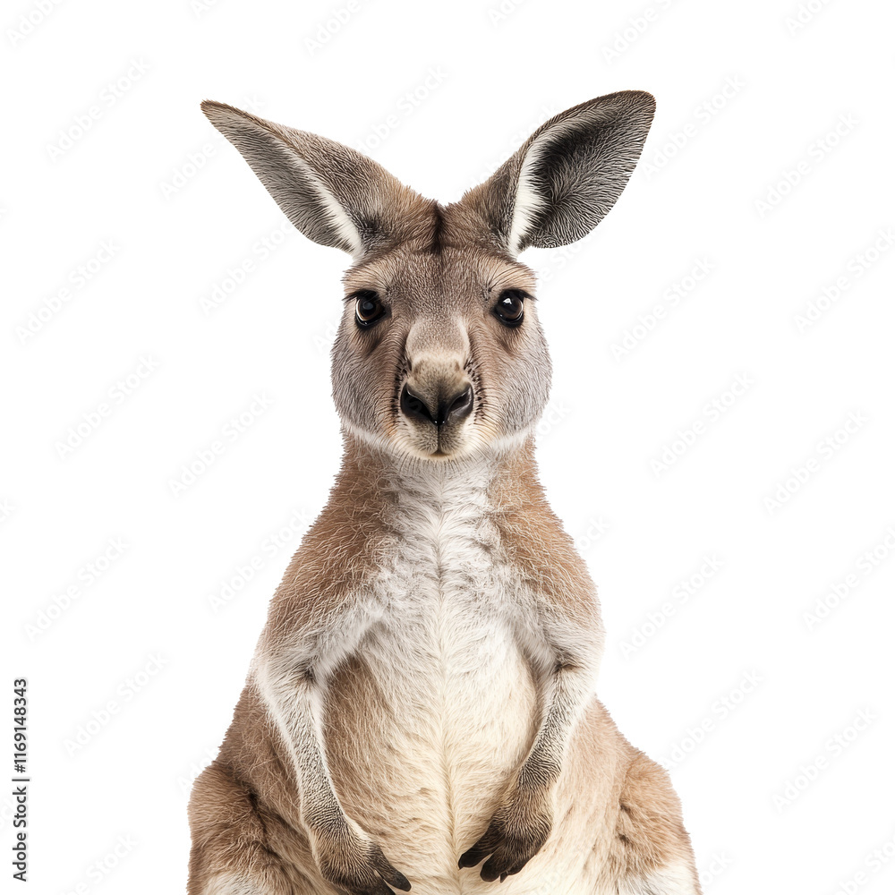Fototapeta premium Kangaroo upright on white background