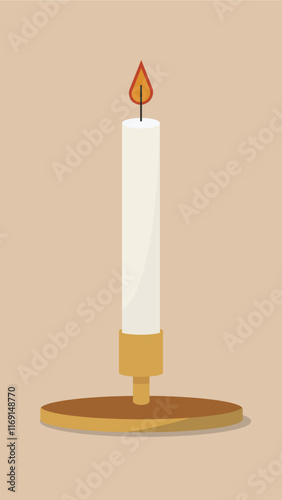 The Glow of Calm - candle,  vector illustration