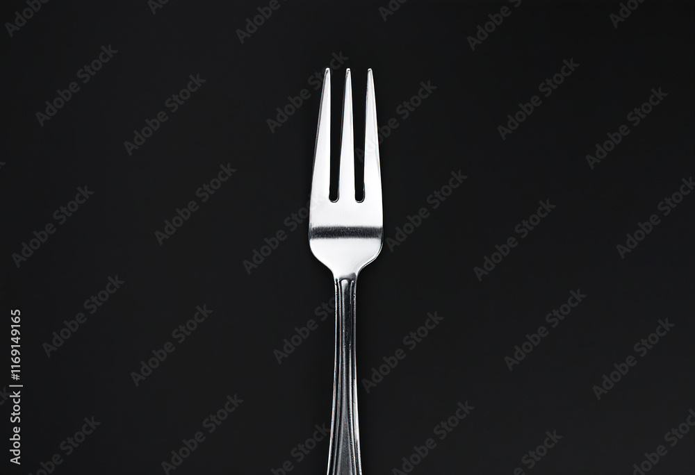 a single fork with a black background