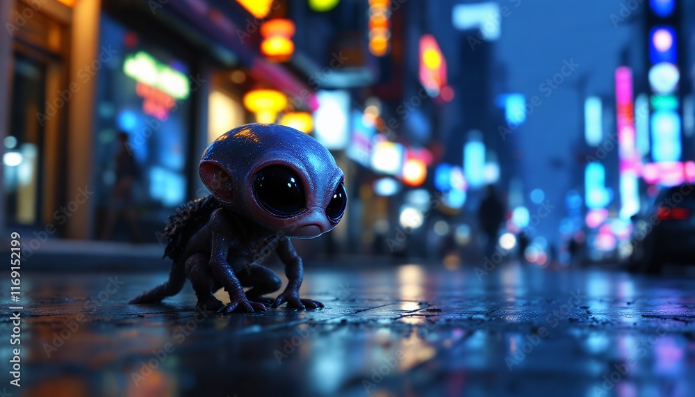 Lost Little Alien in Neon City Nights Lost Little Alien in Neon City Nights