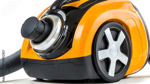 A close-up of a modern vacuum cleaner showcasing its design and functionality. photo