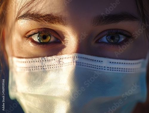 Medical Face Mask on Plain Background photo