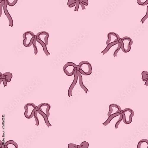 Seamless pattern of various bows, gift ribbons, bowknots in cartoon style. Present wrapping decoration ornament. Vector design for holiday.