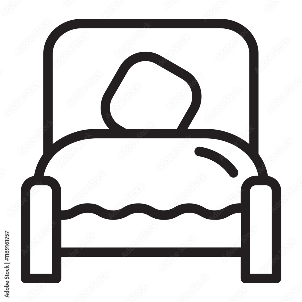 single bed line icon