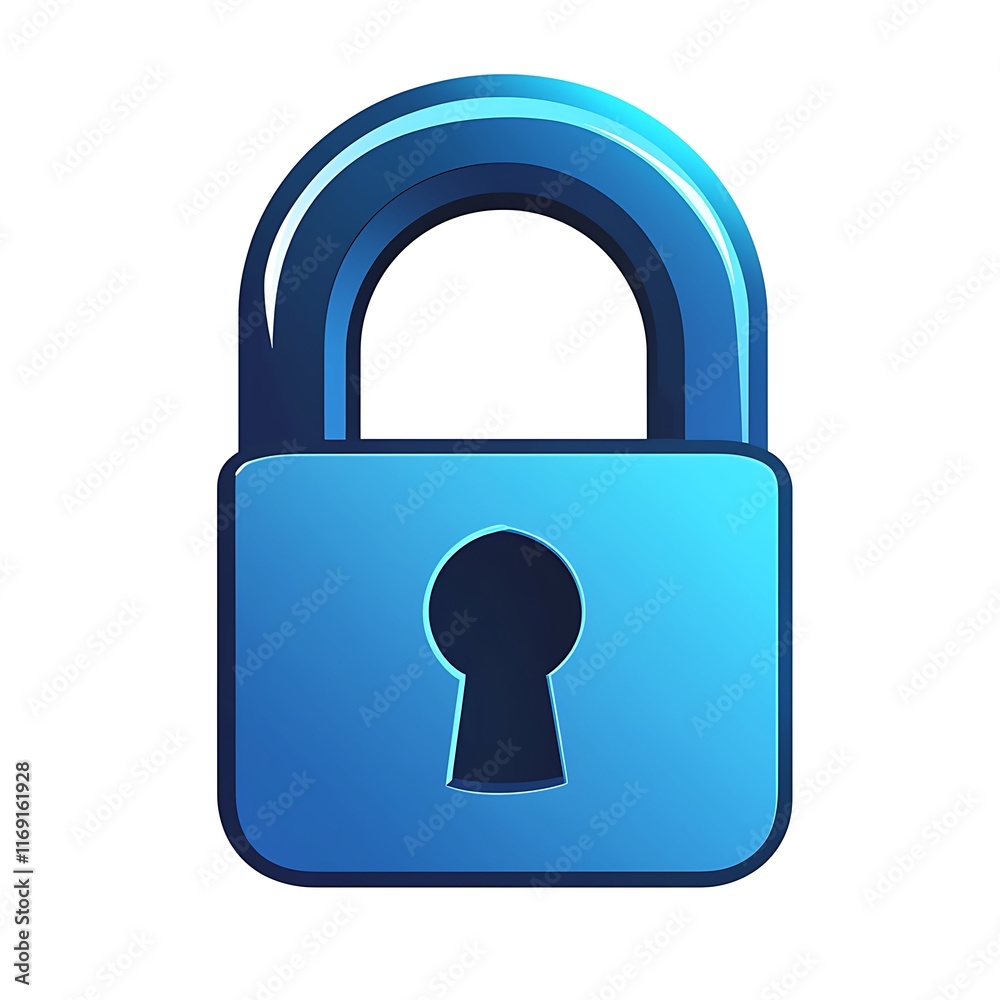 Shiny blue padlock icon, security symbol. Shiny blue padlock icon, security symbol.