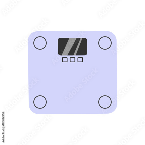 Minimalistic floor scales illustration. Digital weight measuring device in a flat design. Perfect for health apps, fitness materials, posters, stickers, and digital designs.