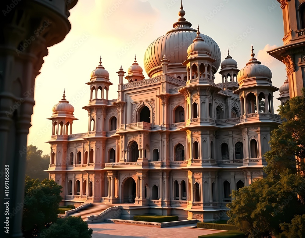 Fototapeta premium illustration of a magnificent Indian style building in the 16th century