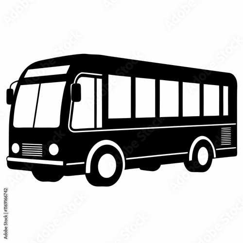 Electric Bus Silhouette Vector Art