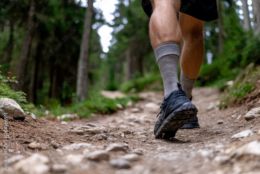 A close-up view of a hiker's feet walking on a rocky pathway amidst a lush forest, showcasing the beauty of nature and the spirit of adventurous exploration. A close-up view of a hiker's feet walking on a rocky pathway amidst a lush forest, showcasing the beauty of nature and the spirit of adventurous exploration.