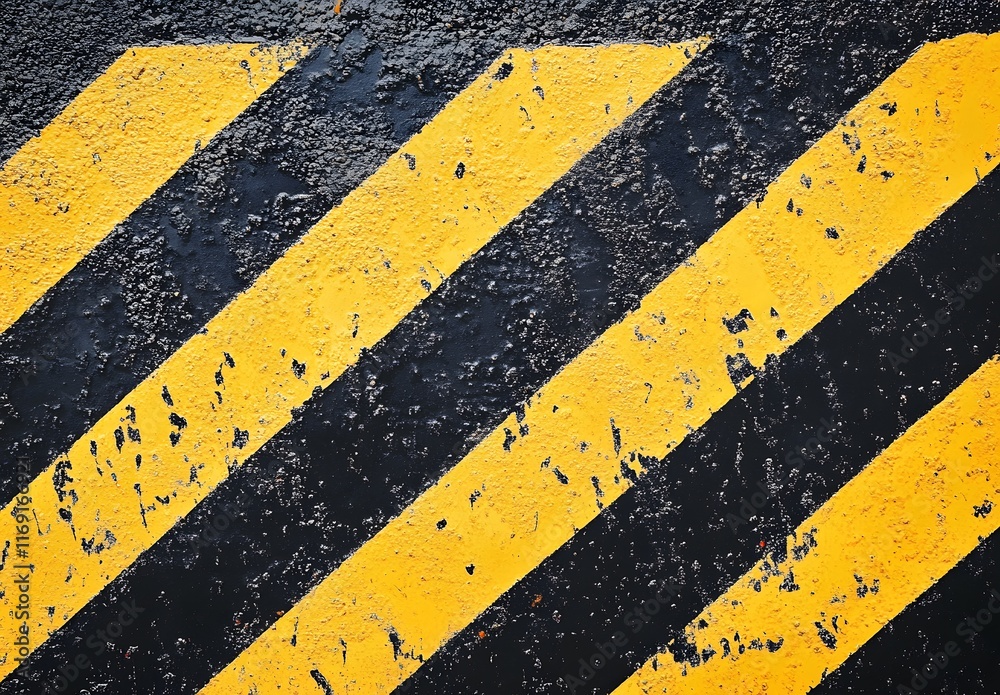 Fototapeta premium Yellow and black diagonal striped grunge texture