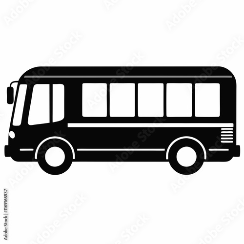 Electric Bus Silhouette Vector Art