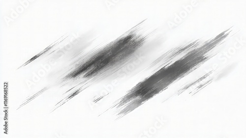 A minimalistic background featuring faint, scattered brushstrokes in cool gray tones on a crisp white background. The brushstrokes vary in length and direction, forming a soft, textured layer. photo