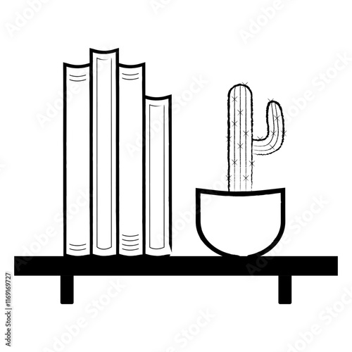 bookshelf decoration isolated vector illustration