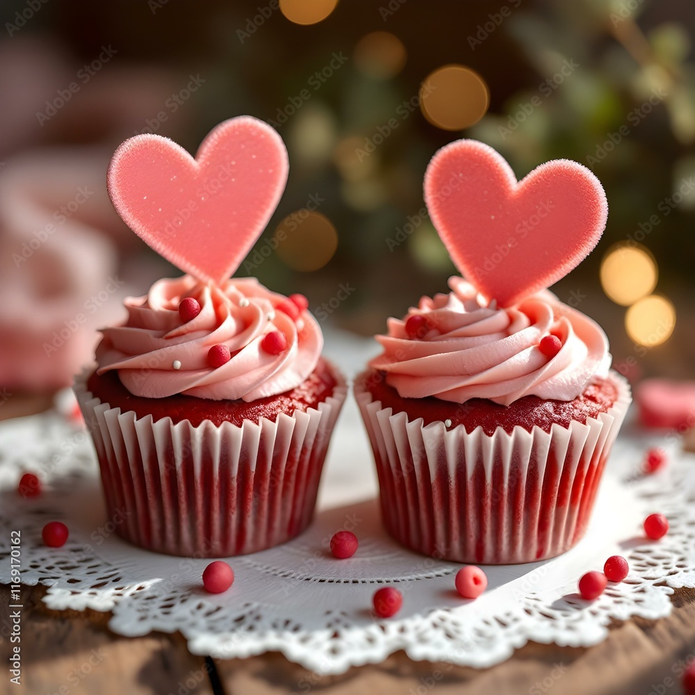 cupcake with hearts