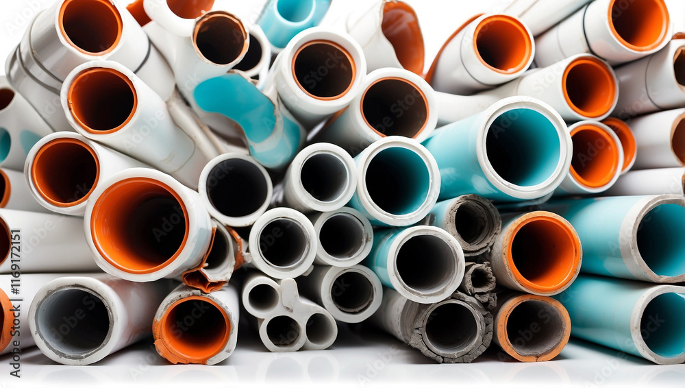 A Plastic Pipe Isolated on a Clean White Background for Industrial Use A Plastic Pipe Isolated on a Clean White Background for Industrial Use