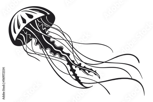 A black Jellyfish vector silhouette design isolated on white background photo