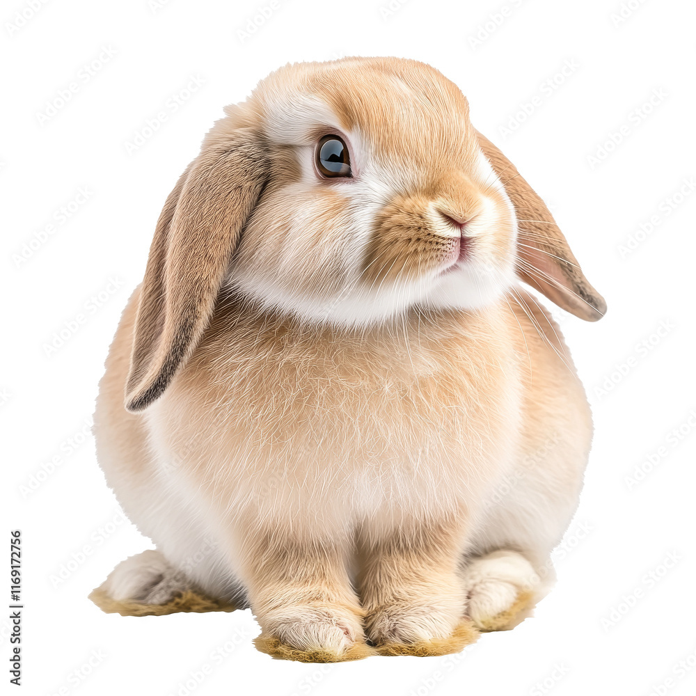 Cute fluffy rabbit with big ears sitting quietly Cute fluffy rabbit with big ears sitting quietly