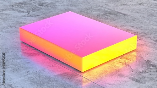 Illuminated minimalist rectangle modern studio 3d render abstract design low angle vibrant aesthetic