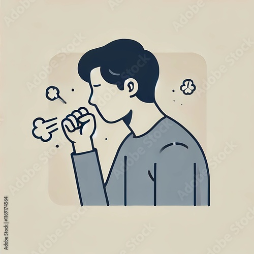 Illustration of a Person Coughing - Health and Hygiene Awareness