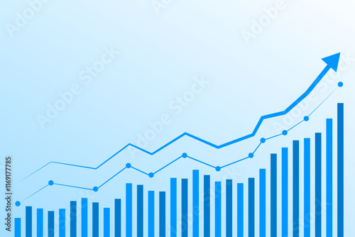 Blue Stock Market Background with Trading Graph And Light. Finance Banner Vector Illustration