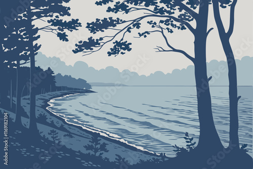 A calm ocean or still forest, portraying quiet but immense power