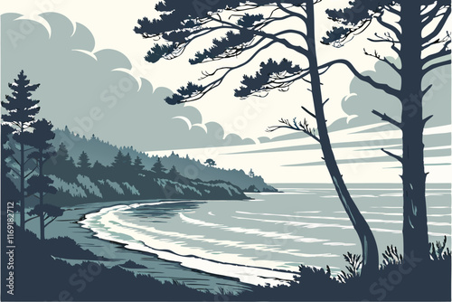 A calm ocean or still forest, portraying quiet but immense power