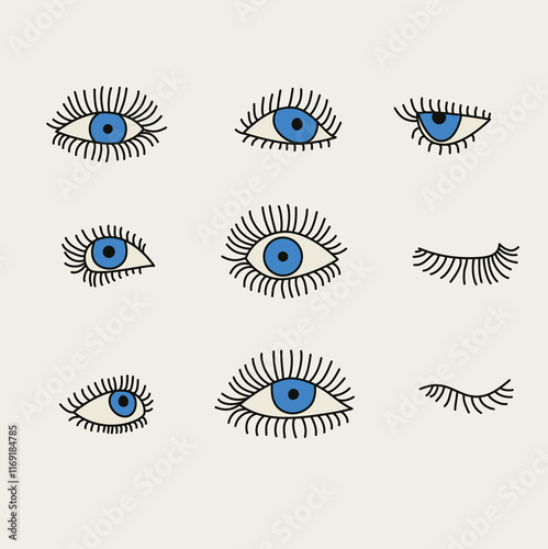 Blue Eyes and Lashes on white Background photo