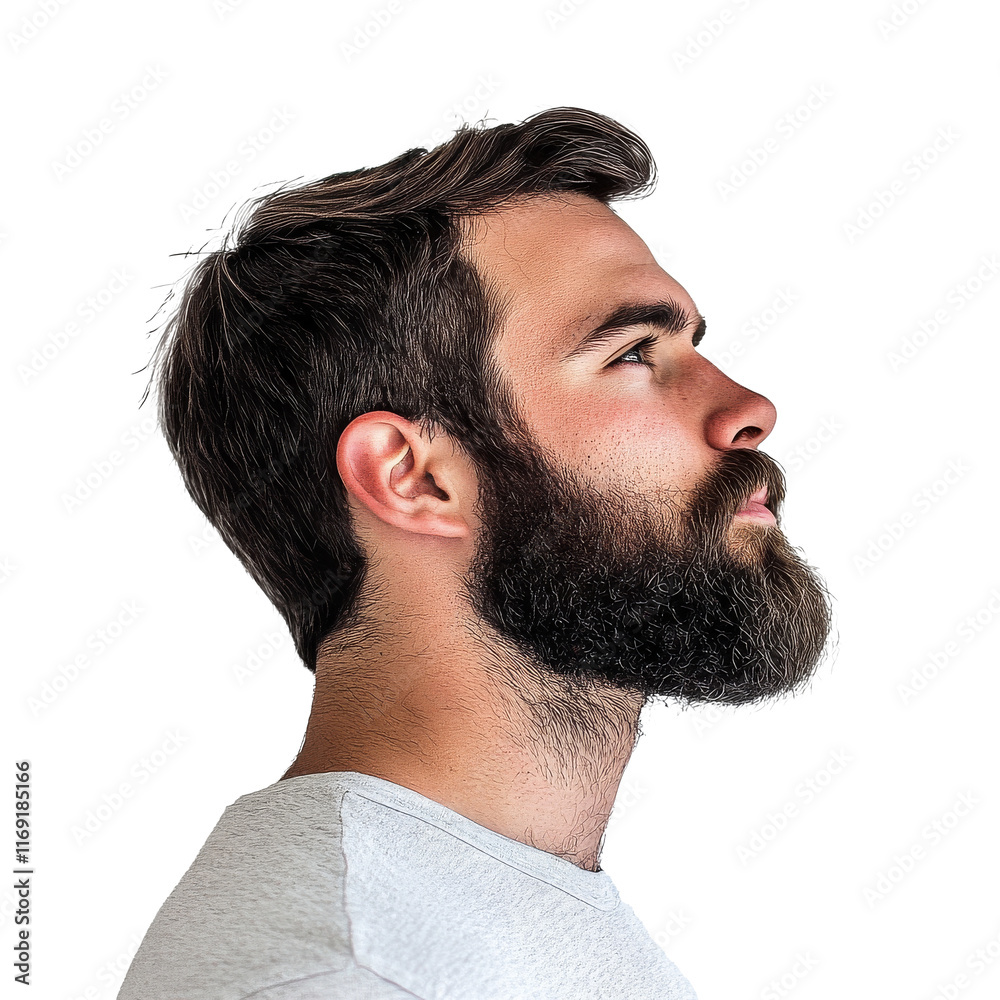 Obraz premium Profile view of a man with a thick beard
