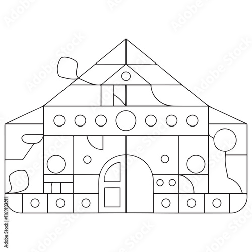 Coloring book house theme image