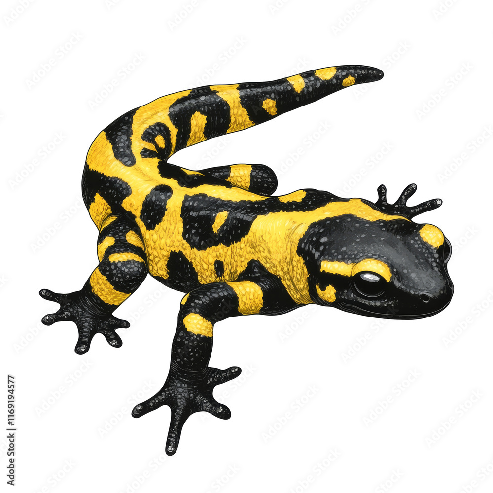 Vibrant salamander with yellow and black markings Vibrant salamander with yellow and black markings