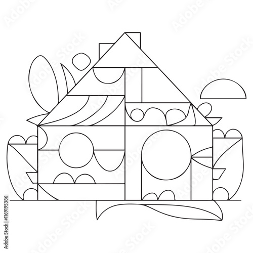 Coloring book house theme image