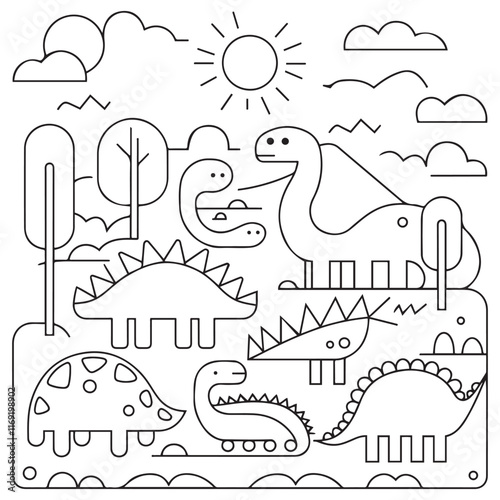 Dinosaur Coloring Book Pages for Kids