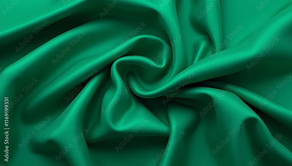 Obraz premium Emerald Green Silk Fabric with Soft Folds and Smooth Texture
