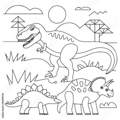 Dinosaur Coloring Book Pages for Kids