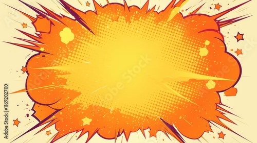 Comic Book Explosion Expanding Dynamically on a Pastel Background.. photo