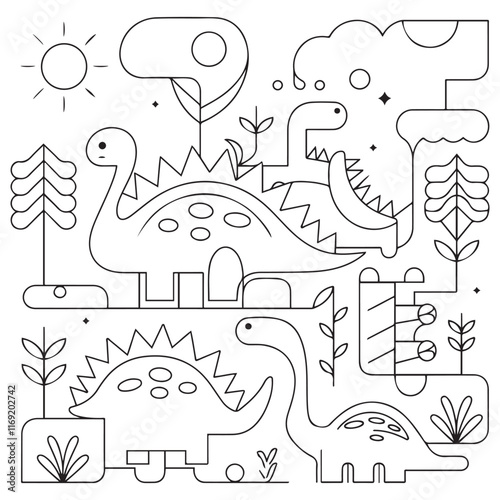 Dinosaur Coloring Book Pages for Kids