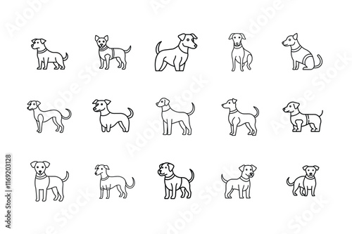 A stunning minimalist dog line art illustration set