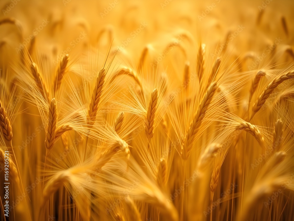 Golden Wheat Field – Intense focus on the grains, Golden Wheat Field – Intense focus on the grains,