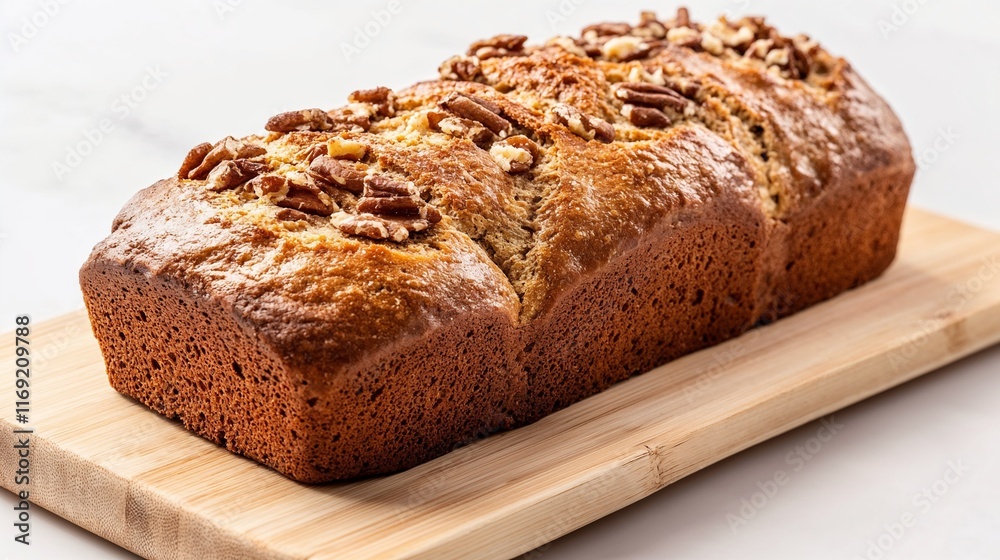Rustic Pecan Loaf Bread on Wooden Board - Freshly Baked Artisan Delight Rustic Pecan Loaf Bread on Wooden Board - Freshly Baked Artisan Delight