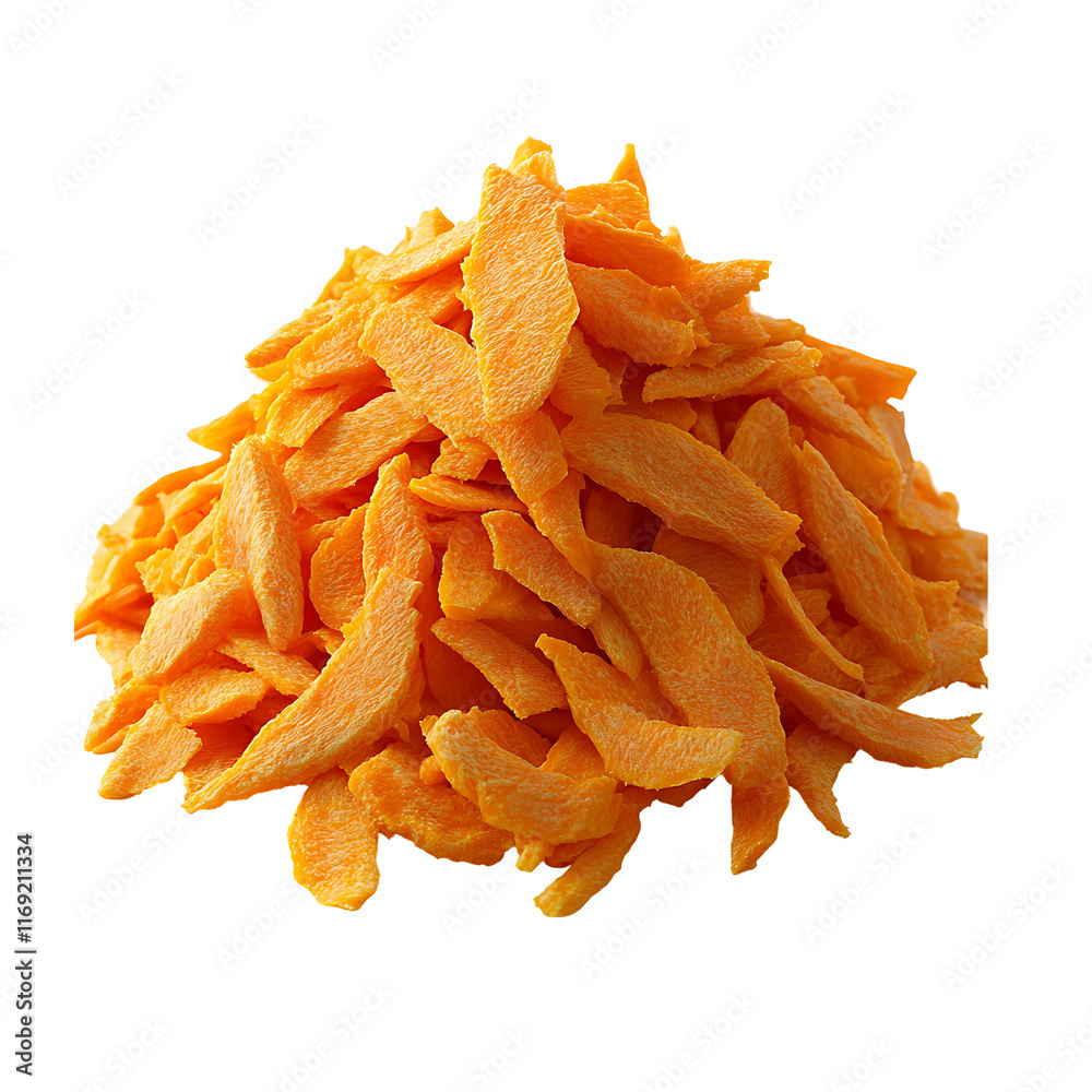 Fototapeta premium Dried Mango Slices Pile Transparent Background.