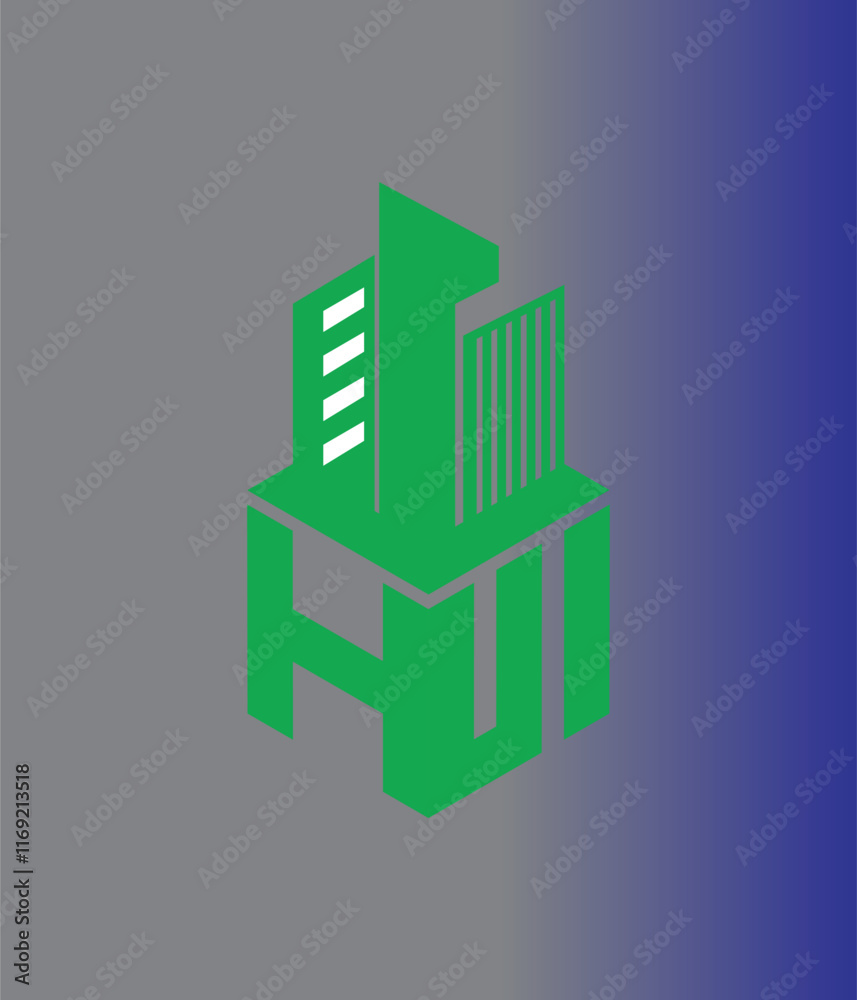hui real state hexagon  vector letter logo