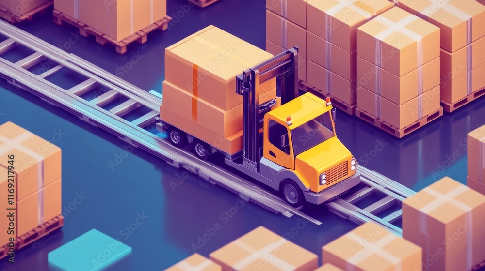 Efficient Forklift Loading and Unloading Cargo in a Modern Warehouse Featuring Stacked Cardboard Boxes, Pallets, and Industrial Equipment for Logistics, Freight Distribution, and Storage Solutions Efficient Forklift Loading and Unloading Cargo in a Modern Warehouse Featuring Stacked Cardboard Boxes, Pallets, and Industrial Equipment for Logistics, Freight Distribution, and Storage Solutions