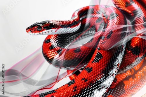 A scarlet snake curled 