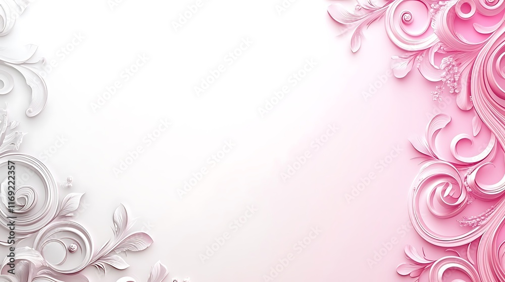 Elegant Pink and White Paper Flowers Frame Design Elegant Pink and White Paper Flowers Frame Design