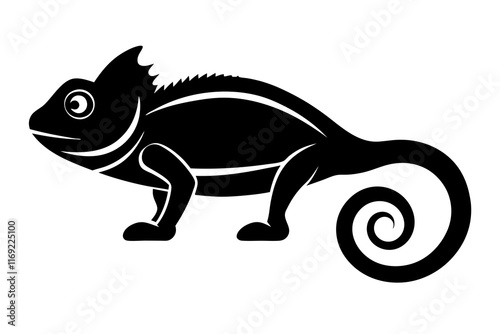 Chameleon Silhouette Icon on Clean White Background