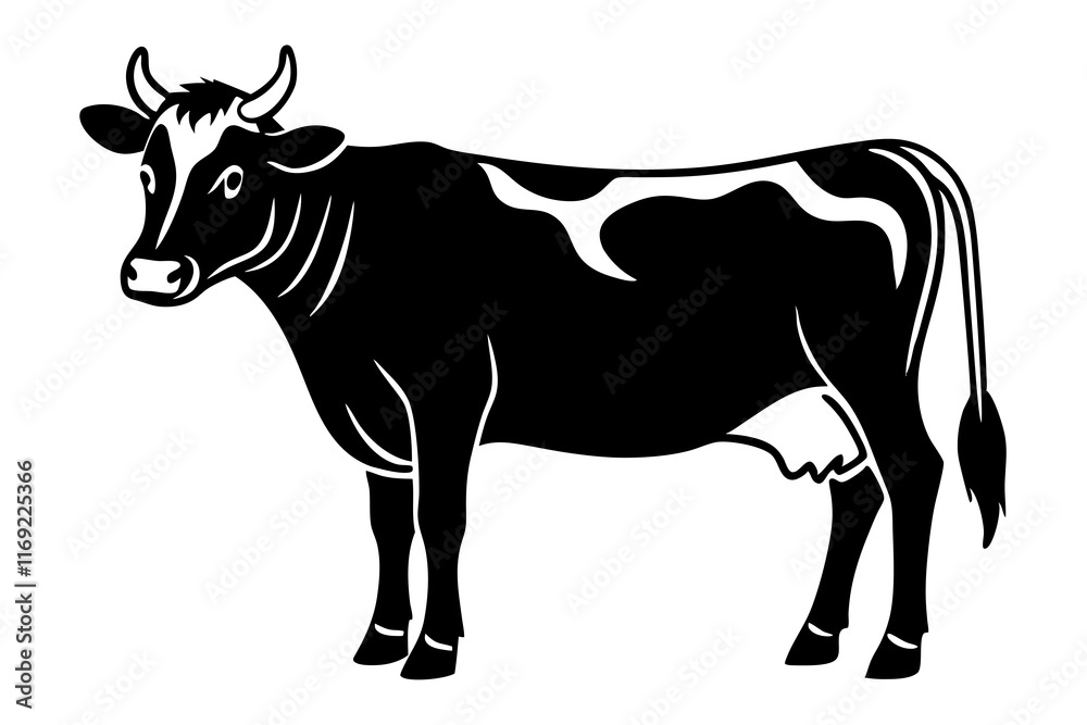 Cow Vector Icon on Clean White Background Cow Vector Icon on Clean White Background