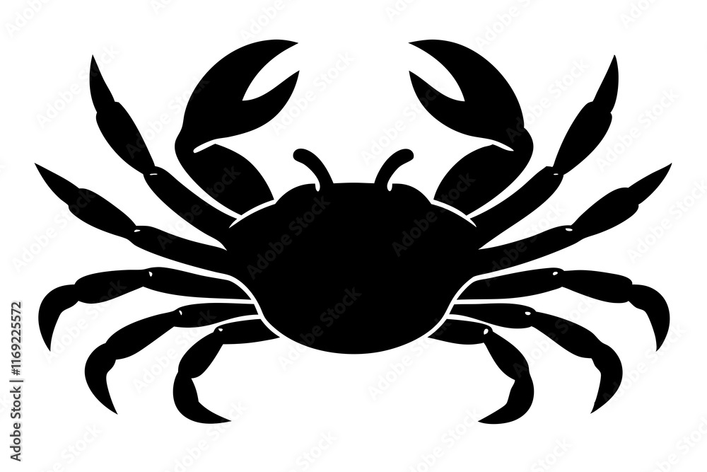 Crab Silhouette Icon on White Background Crab Silhouette Icon on White Background